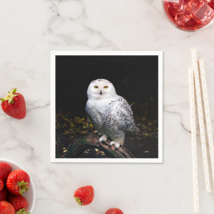 Serviette En Papier Hibou des neiges majestueux d'hiver