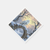 Serviette En Papier Hibou des neiges sur une arche de pierre (Coin)