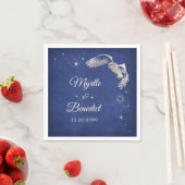 Serviette En Papier Hibou Étoiles Assistant Mariage magique bleu servi (En situation)