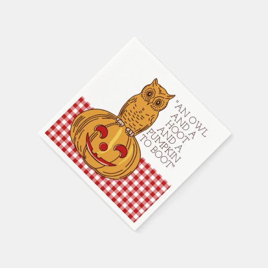 Serviette En Papier Hibou sur Citrouille En vichy Motif Napkin (Coin)