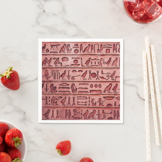 Serviette En Papier Hiéroglyphes égyptiens anciens serviettes rouges (En situation)