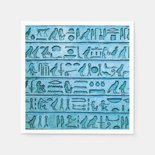 Serviette En Papier Hiéroglyphes égyptiens antiques bleu (Devant)