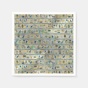 Serviette En Papier Hiéroglyphes égyptiens d'or et d'balone sur perle