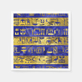 Serviette En Papier Hiéroglyphes égyptiens dorés Pierre bleue motif (Devant)