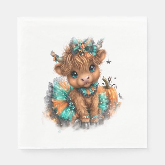 Serviette En Papier Highland Cow Farm Halloween (Devant)
