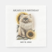 Serviette En Papier Himalayan Kitten Chat Tournesols Nom anniversaire (Devant)
