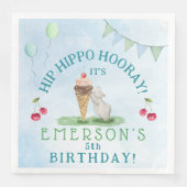 Serviette En Papier Hip Hippo Hooray fête d'anniversaire (Devant)