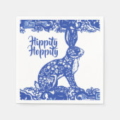 Serviette En Papier Hippie Bunny Lapin Lapin Blue Willow Pâques (Devant)