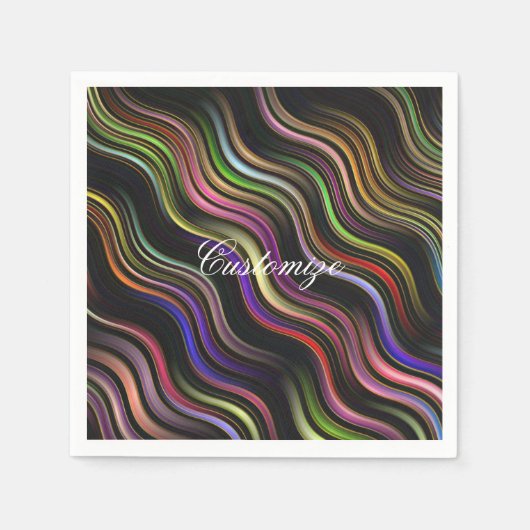 Serviette En Papier hippie ondulé des années 70 super psychédélique (Devant)