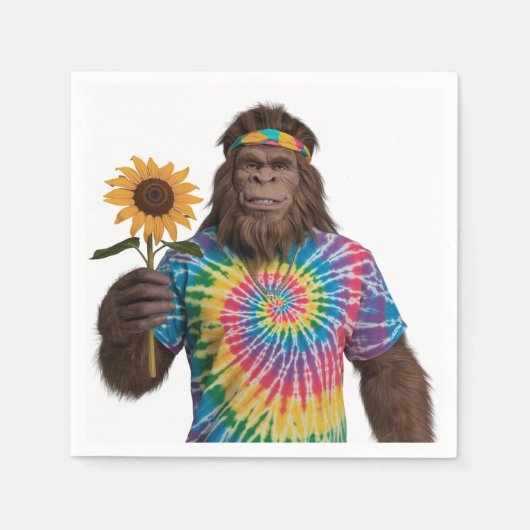 Serviette En Papier Hippie Sasquatch à Tiedye avec tournesol (Devant)