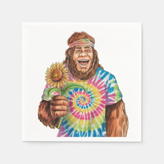 Serviette En Papier Hippie Sasquatch Avec Tournesol (Devant)