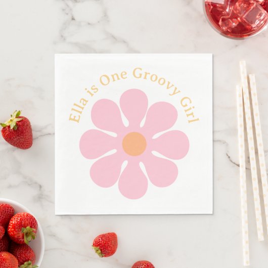 Serviette En Papier Hippie Super Fleur Retro 60s Anniversaire (En situation)