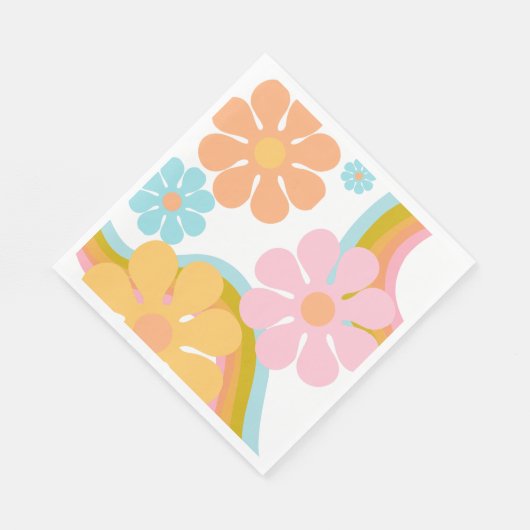 Serviette En Papier Hippie Super Fleur Retro 60s Anniversaire (Coin)