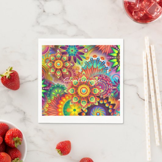Serviette En Papier Hippie Super Techno Psychedelic Thunder_Cove (En situation)