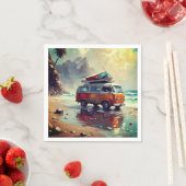 Serviette En Papier Hippie Van Seascape Voyageur Mood Art (En situation)