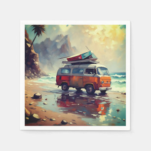 Serviette En Papier Hippie Van Seascape Voyageur Mood Art