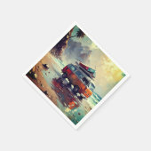 Serviette En Papier Hippie Van Seascape Voyageur Mood Art (Coin)