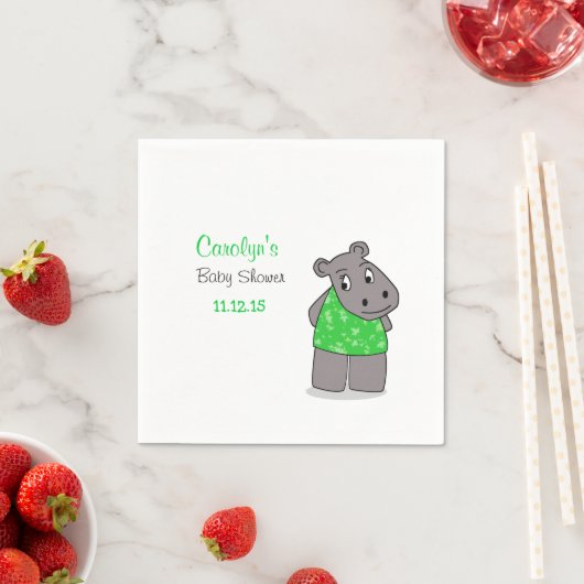 Serviette En Papier Hippo adorable mignonne / Robe Verte Napkin (En situation)