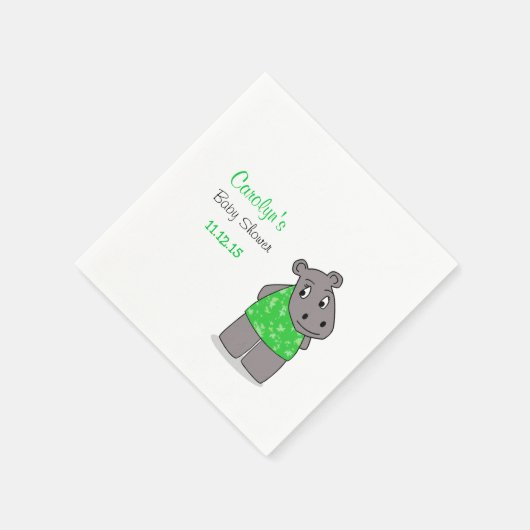 Serviette En Papier Hippo adorable mignonne / Robe Verte Napkin (Coin)
