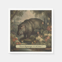 Hippo botanique vintage, personnalisable