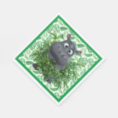 Serviette En Papier Hippo Drôle Avec Palm Vert Papier Feuille Napkin (Coin)