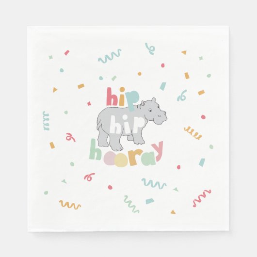 Serviette En Papier Hippo fête d'anniversaire Hippo Hippopotamus (Devant)