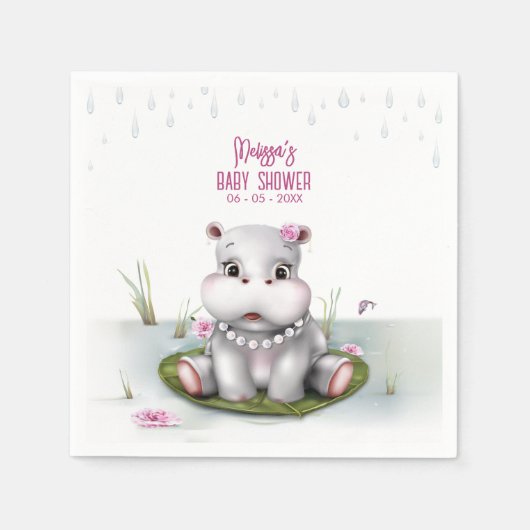 Serviette En Papier Hippo River Adventure Girl Baby shower (Devant)
