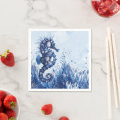 Serviette En Papier Hippocampe Coquillages (En situation)