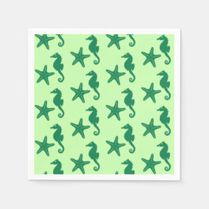 Serviette En Papier Hippocampe et poisson-étoiles - citron vert et é