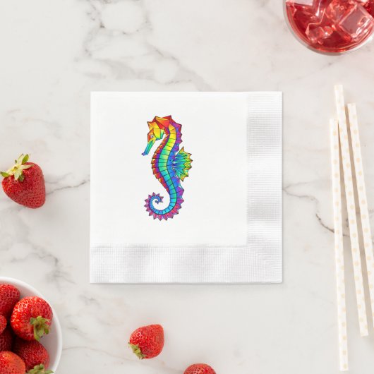 Serviette En Papier Hippocampe polygonal arc-en-ciel (En situation)