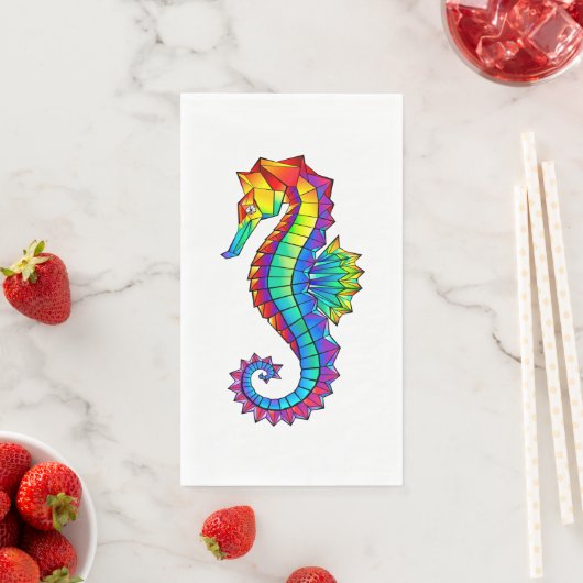 Serviette En Papier Hippocampe polygonal arc-en-ciel (En situation)