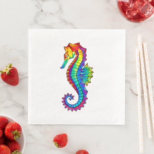 Serviette En Papier Hippocampe polygonal arc-en-ciel (En situation)