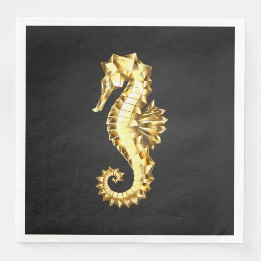 Serviette En Papier Hippocampe Polygonal Or (Devant)
