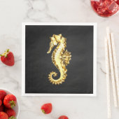 Serviette En Papier Hippocampe Polygonal Or (En situation)