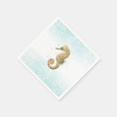 Serviette En Papier Hippocampe sarcelle et or aquarelle plage côtière (Coin)