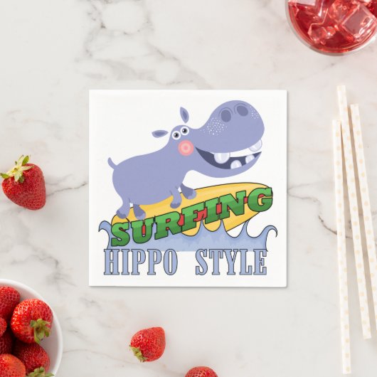 Serviette En Papier Hippopotame de surfer (En situation)