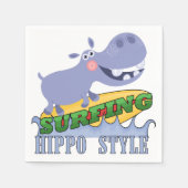 Serviette En Papier Hippopotame de surfer (Devant)