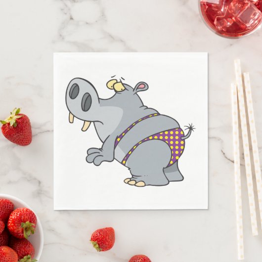 Serviette En Papier Hippopotame En Bikini (En situation)