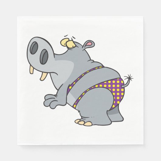 Serviette En Papier Hippopotame En Bikini (Devant)