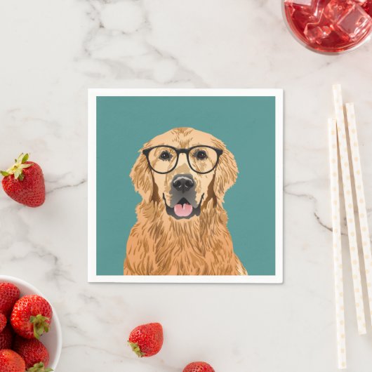 Serviette En Papier Hipster Golden Retriever Anniversaire Papier Napki (En situation)
