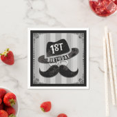 Serviette En Papier Hipster M. Mustache Casquette lunettes 1er anniver (En situation)