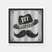 Serviette En Papier Hipster M. Mustache Casquette lunettes 1er anniver (Devant)