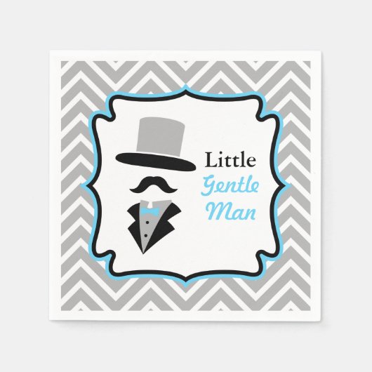 Serviette En Papier Hipster Mustache Gentleman Baby Boy Shoy (Devant)