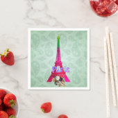 Serviette En Papier Hipster Paisley Neon Français Paris Tour Eiffel (En situation)