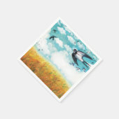 Serviette En Papier Hirondelles survolant le champ de blé (Coin)