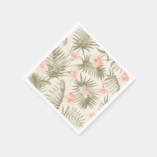 Serviette En Papier Hisbiscus Tropical Palm Tree Motif (Coin)