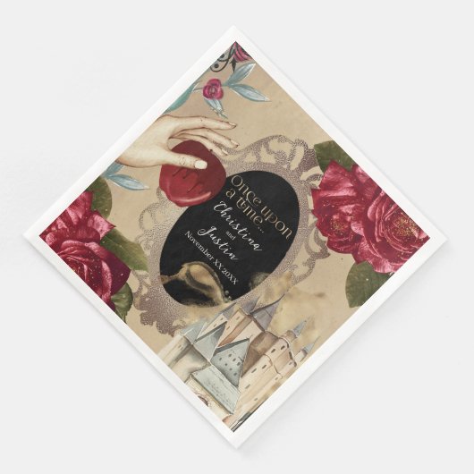 Serviette En Papier Histoire de fée en miroir blanc neige (Coin)