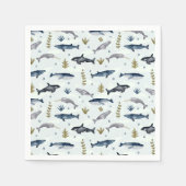 Serviette En Papier Histoire de la baleine d'aquarelle (Devant)