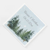 Serviette En Papier Hiver À feuillage persistant neige Rustique Mariag (Coin)