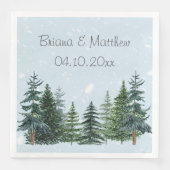 Serviette En Papier Hiver À feuillage persistant neige Rustique Mariag (Devant)